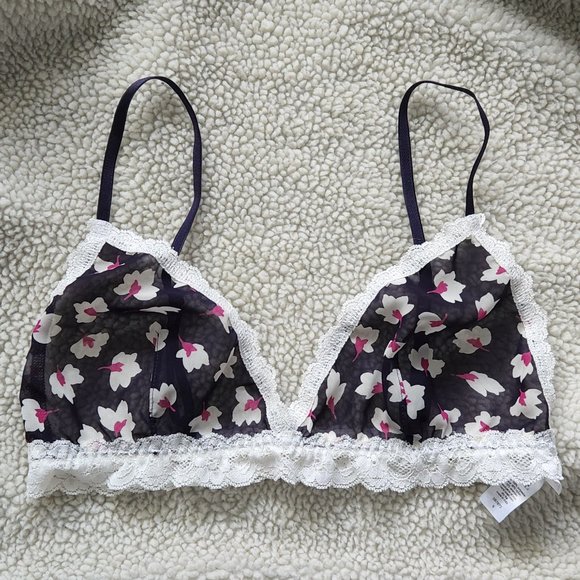 Hanky Panky Purple Flowery Sheer Mesh Bralette - Picture 1 of 8